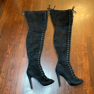 Bebe Taryn Lace Up Thigh High Boots